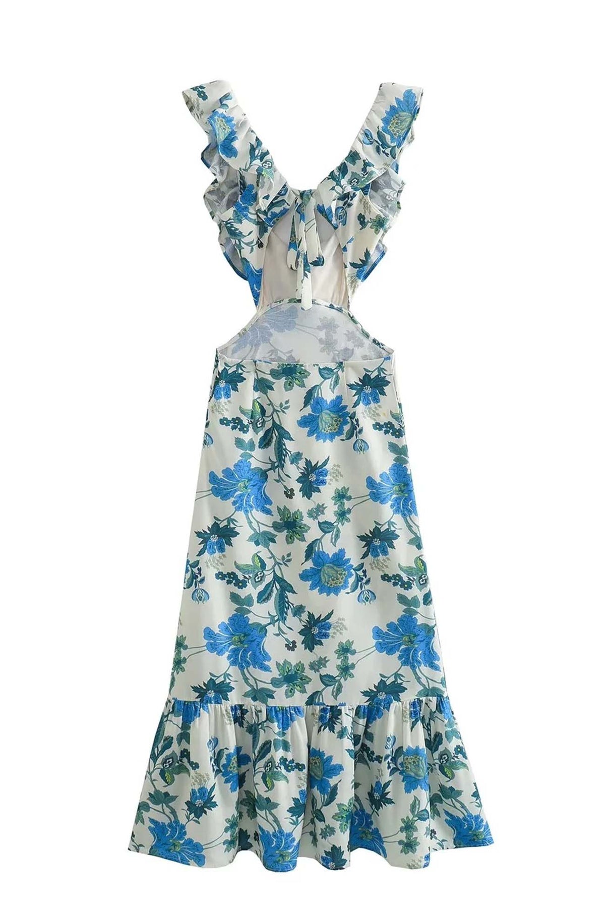 Robe Longue d'Été Femme à Bretelles Volantes 5