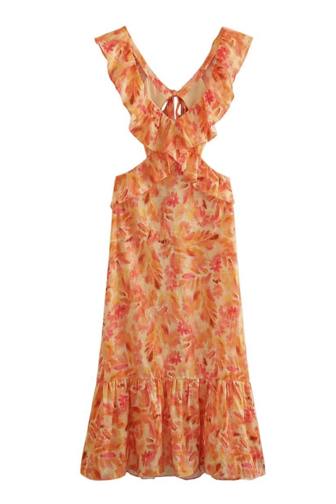 Robe Longue d'Été Femme à Bretelles Volantes 6