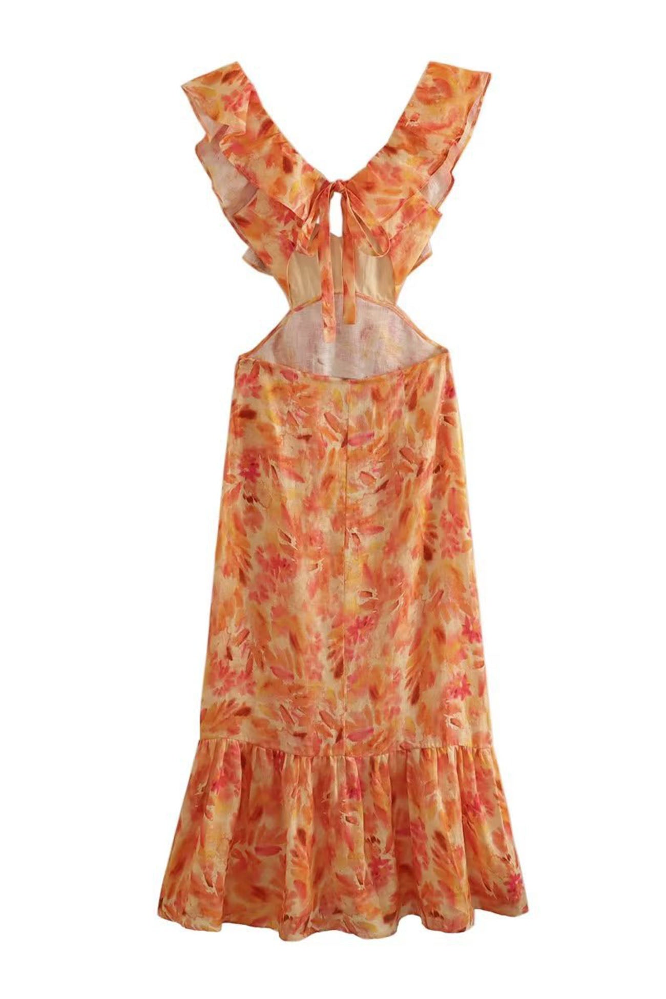 Robe Longue d'Été Femme à Bretelles Volantes 7