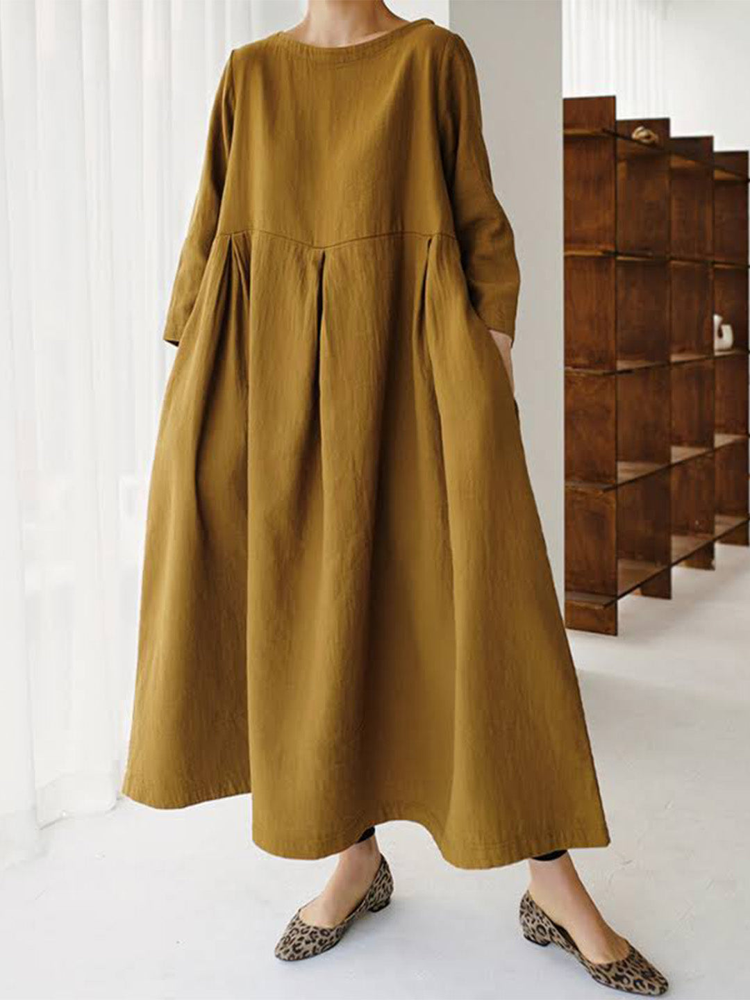 Robe Maxi Femme à Poches Latérales 10