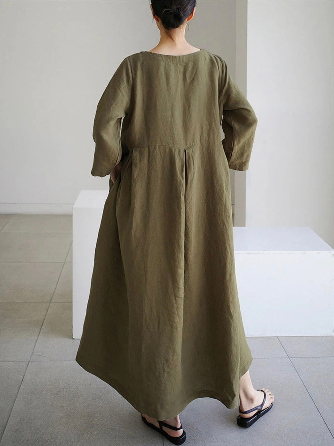 Robe Maxi Femme à Poches Latérales 7