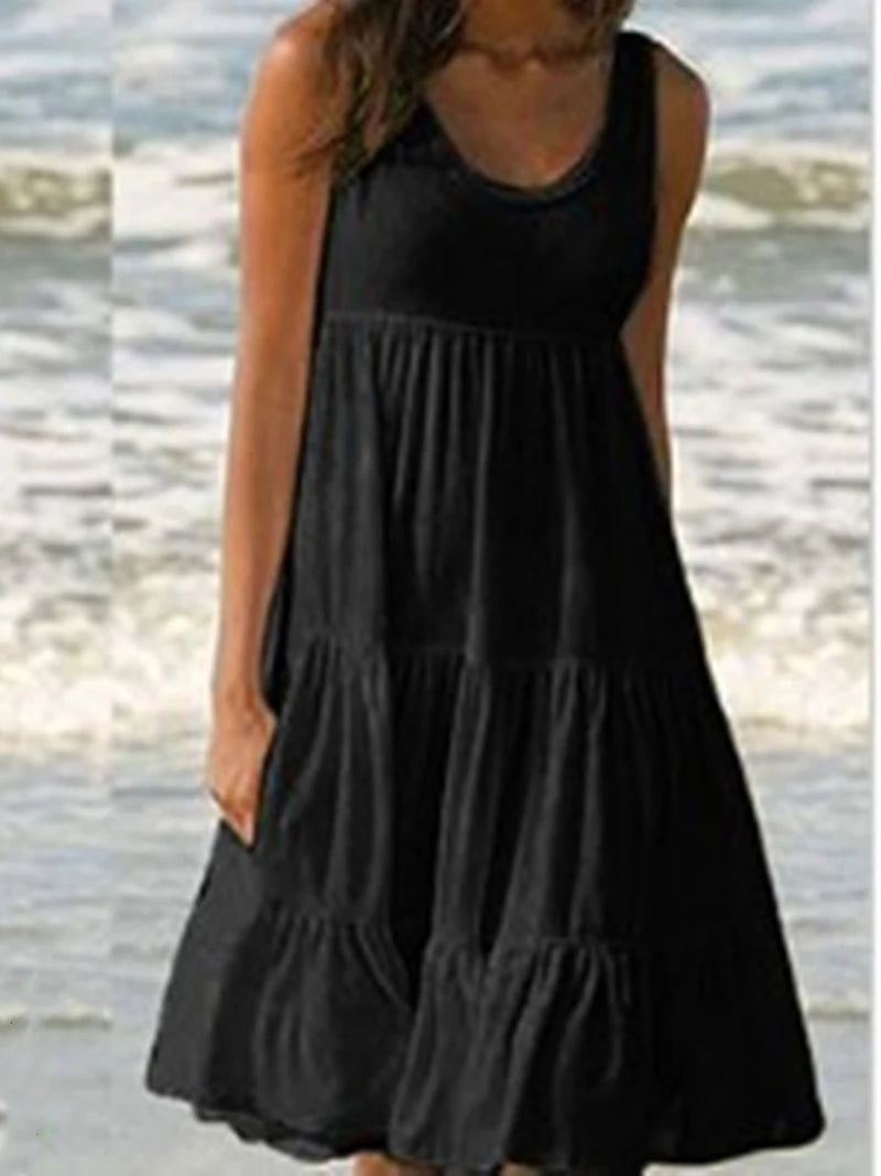 Robe Mi-Longue à Bretelles pour Femmes Chic 10