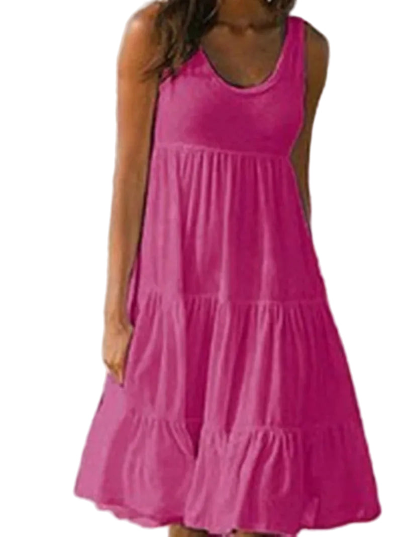 Robe Mi-Longue à Bretelles pour Femmes Chic 11
