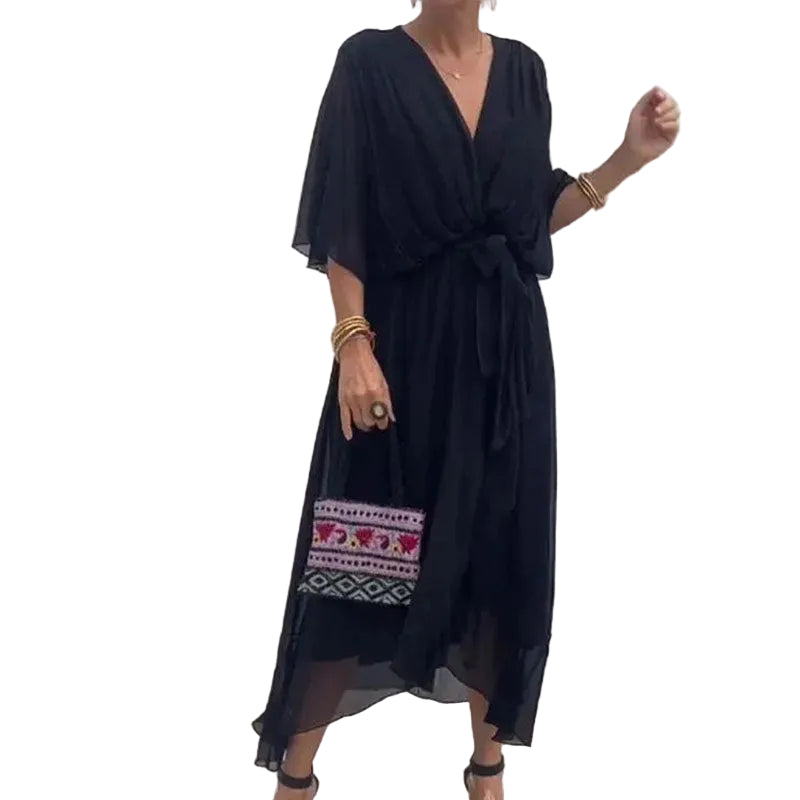 Robe Midi Femme Chic Nouée 0