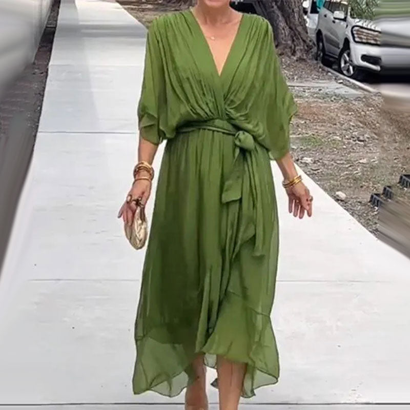 Robe Midi Femme Chic Nouée 1