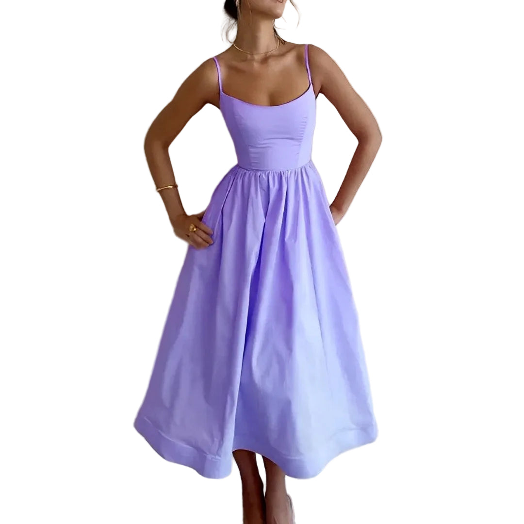 Robe Midi Femme Trapèze Sans Manches Élégante 1