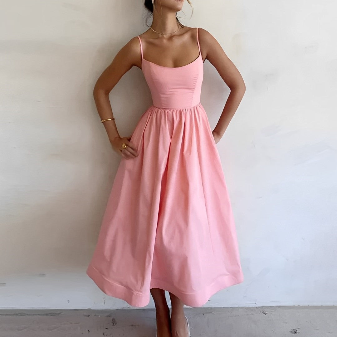 Robe Midi Femme Trapèze Sans Manches Élégante 2