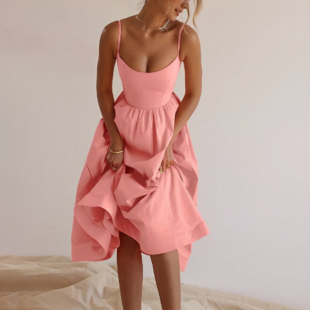 Robe Midi Femme Trapèze Sans Manches Élégante 3