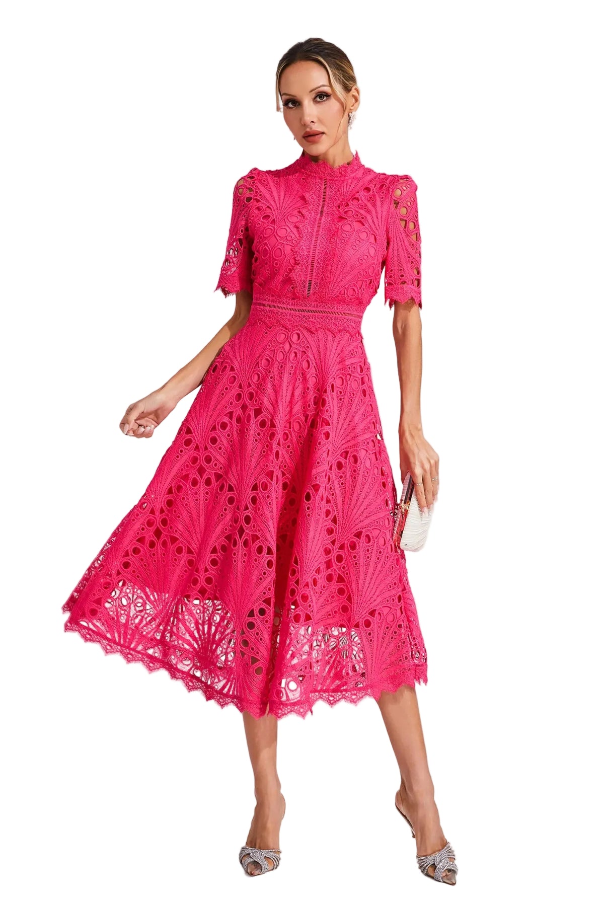 Robe Midi Femme en Dentelle Chic 0