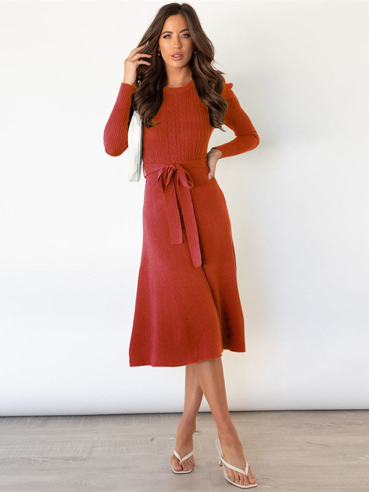 Robe Midi Longue à Manches Longues 7