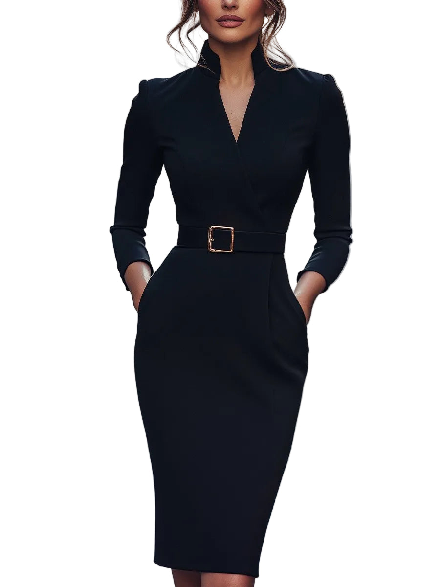 Robe Midi Portefeuille Ceinturée pour Femmes 0