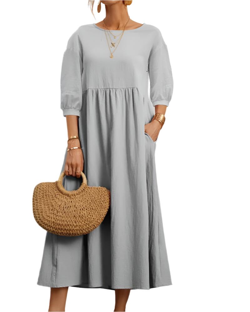 Robe Midi à Manches Lanternes pour Femmes 10