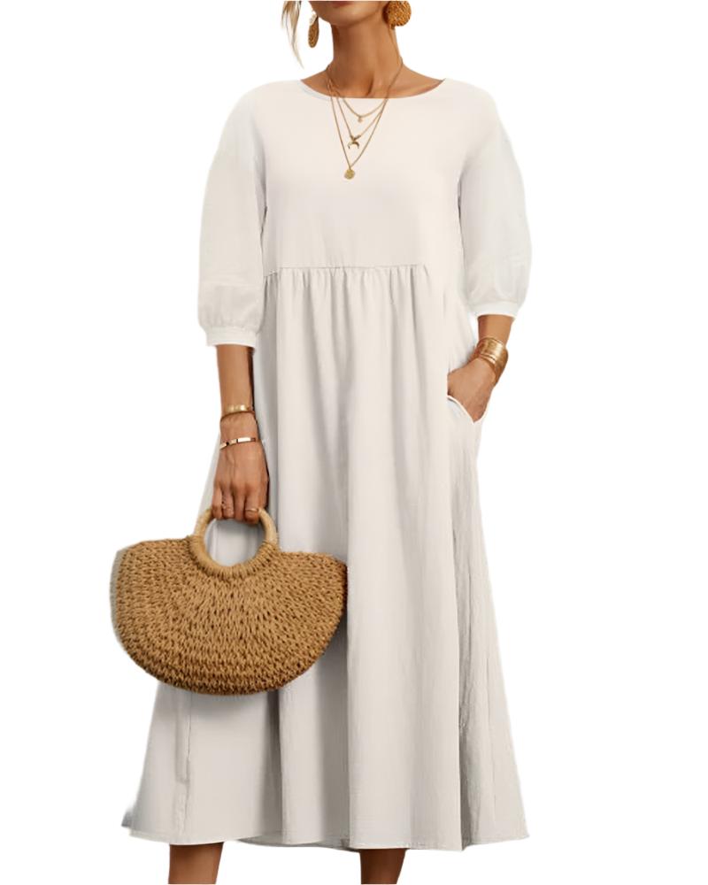 Robe Midi à Manches Lanternes pour Femmes 2