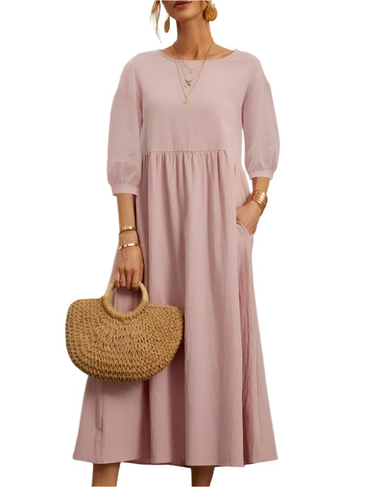Robe Midi à Manches Lanternes pour Femmes 3
