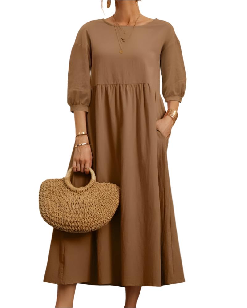 Robe Midi à Manches Lanternes pour Femmes 4