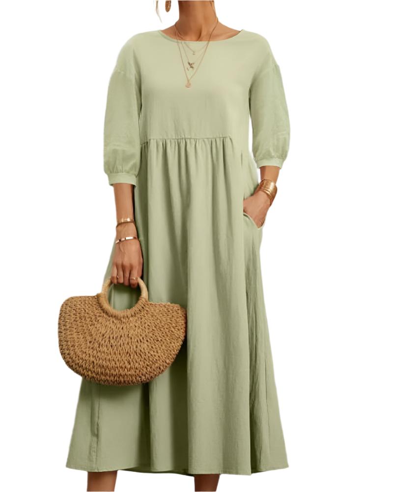 Robe Midi à Manches Lanternes pour Femmes 7