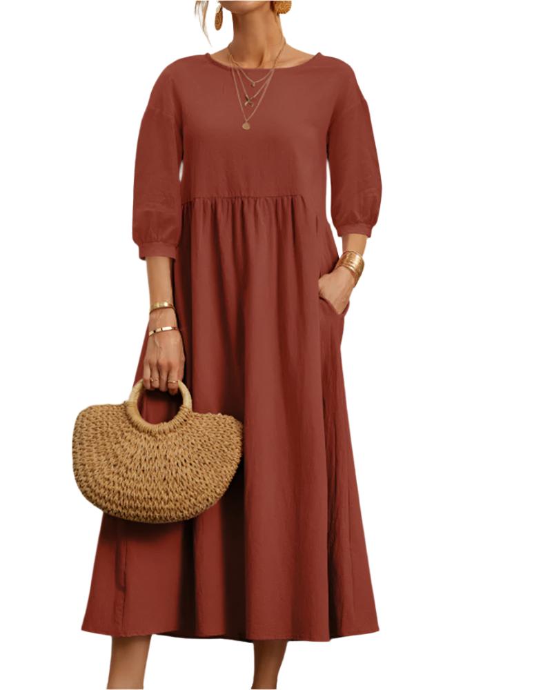Robe Midi à Manches Lanternes pour Femmes 9