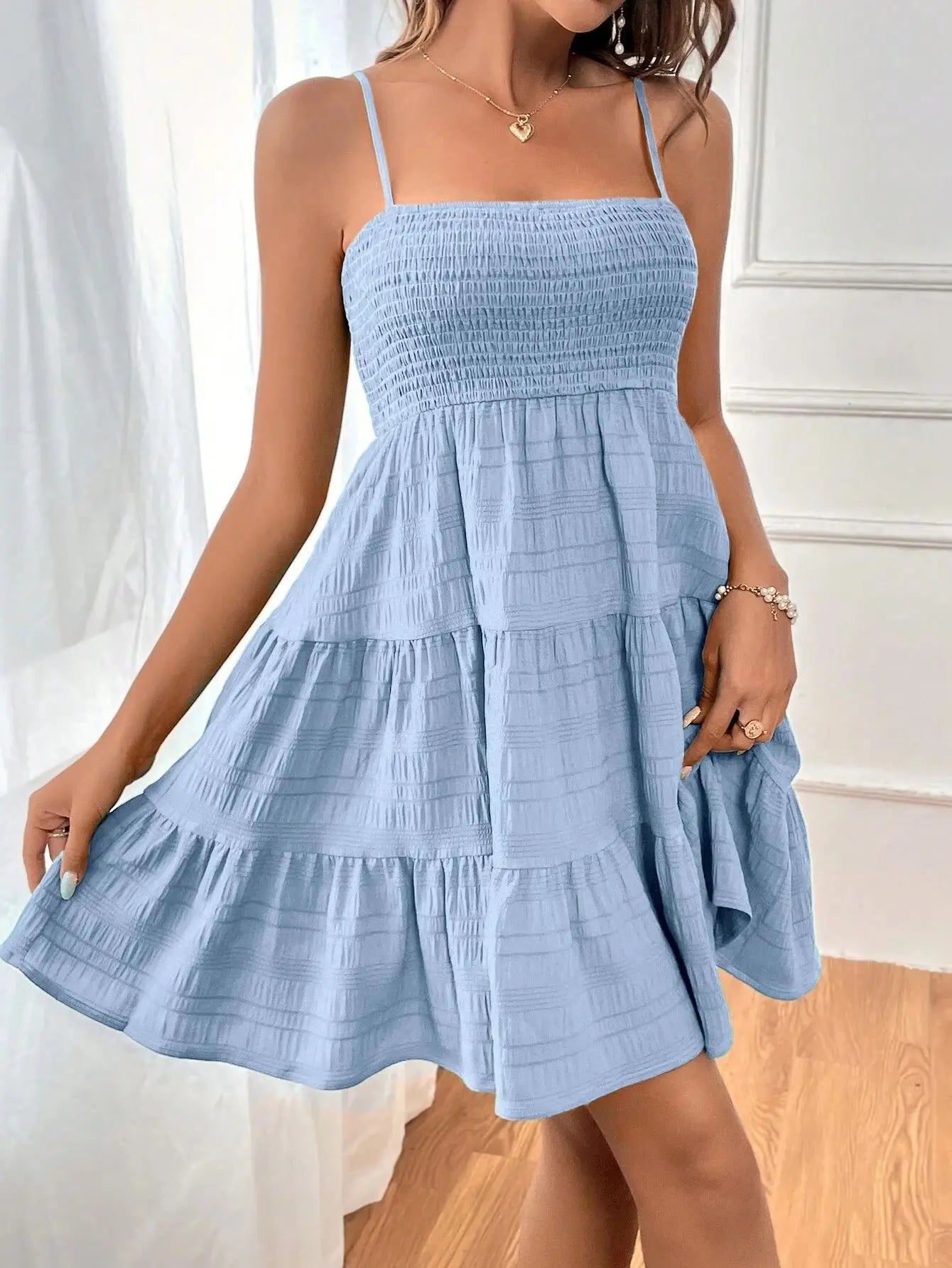 Robe Mini Bustier à Bretelles Spaghetti pour Femmes 11