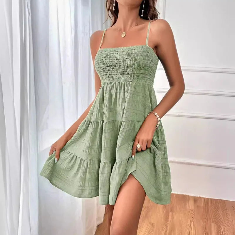 Robe Mini Bustier à Bretelles Spaghetti pour Femmes 12