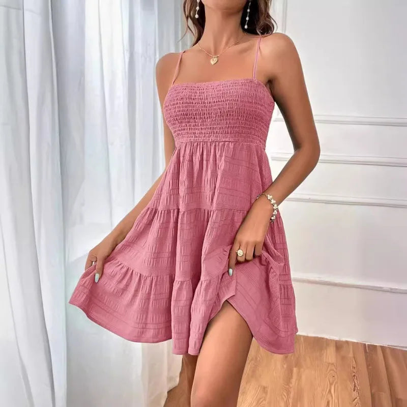Robe Mini Bustier à Bretelles Spaghetti pour Femmes 13