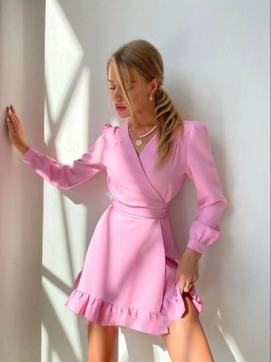 Robe Mini à Manches Longues Chic 3