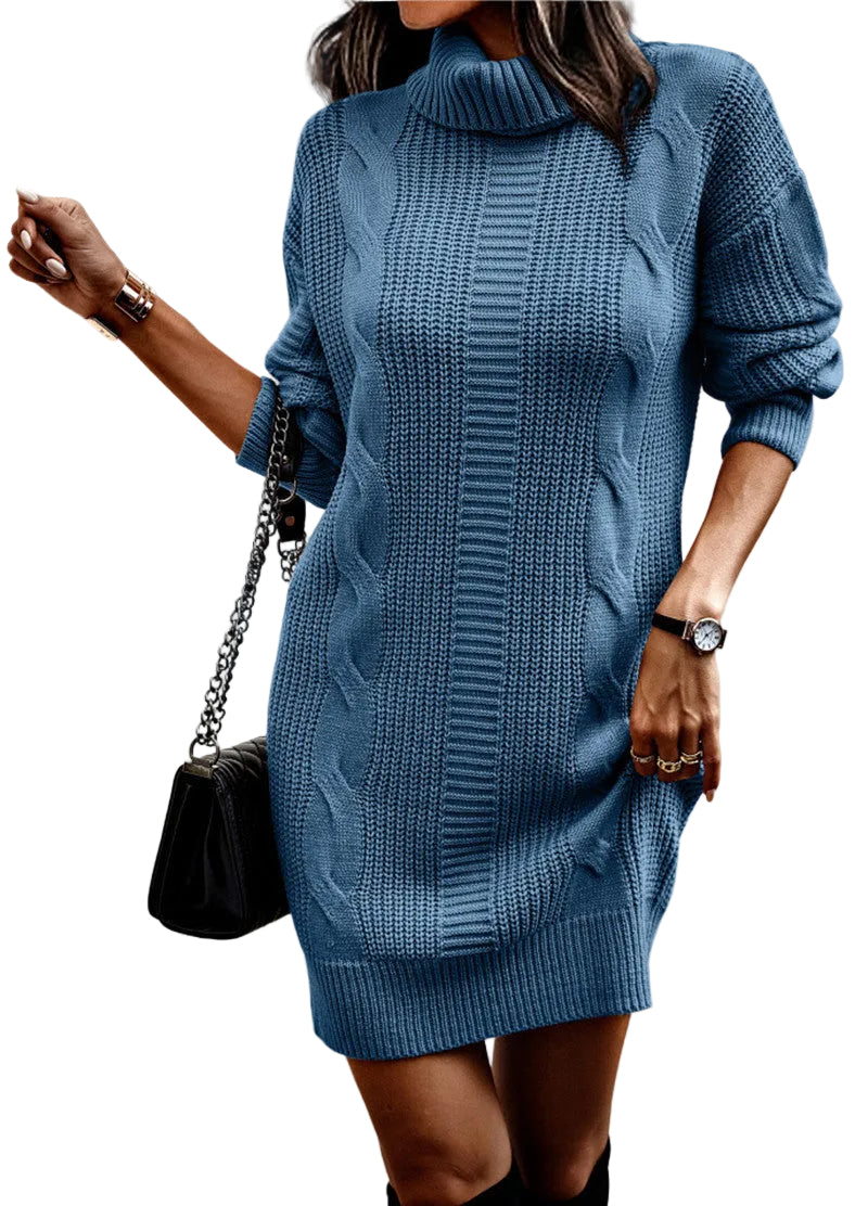 Robe Pull Femme Décontractée en Tricot Côtelé 0