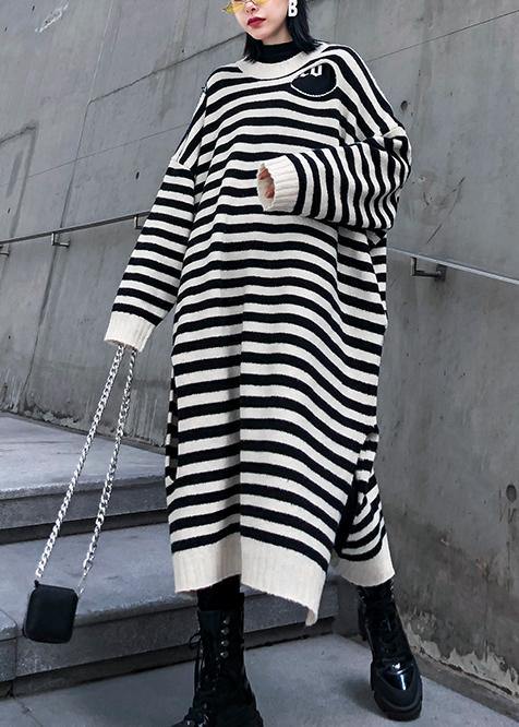 Robe Pull à Rayures Beige pour Femmes 1