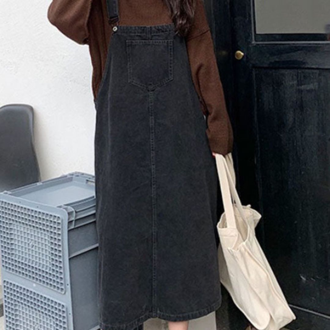 Robe Salopette Décontractée Style Rétro avec Détails Patchwork 6
