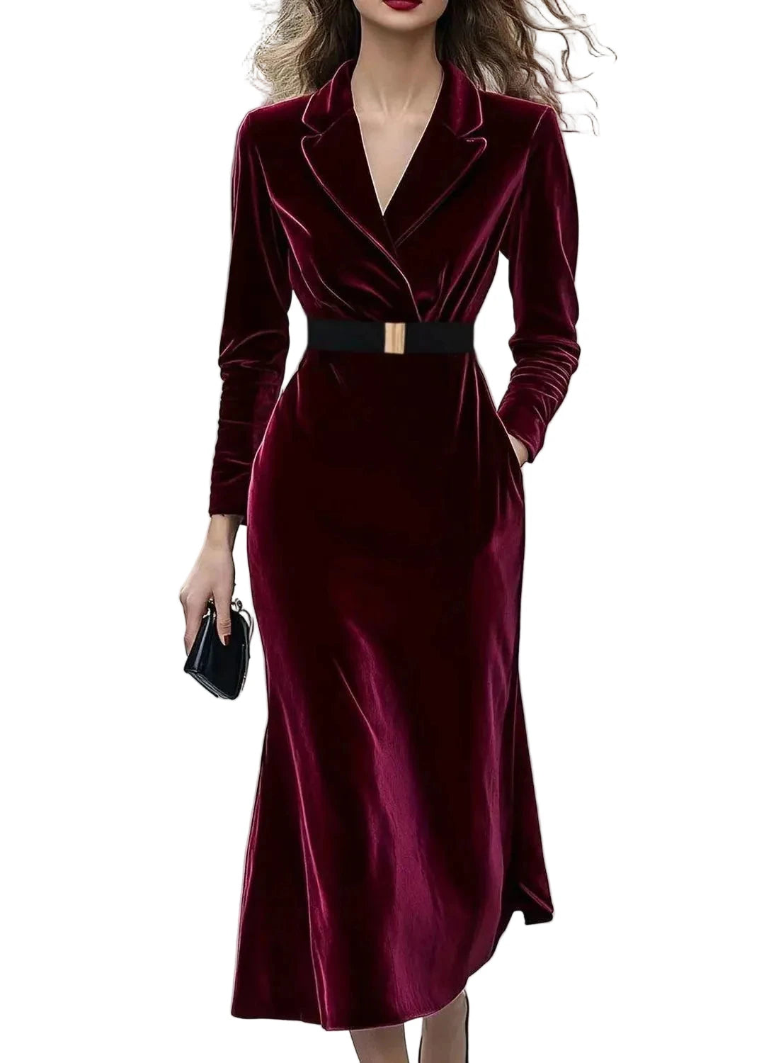 Robe Tunique Femme Col V Manches Longues Coupe Ajustée 0