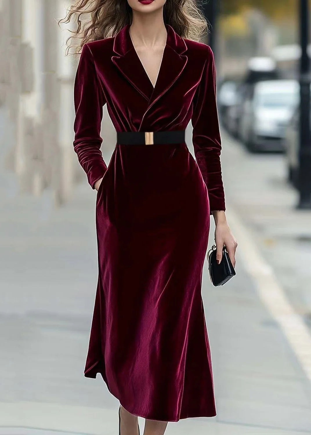 Robe Tunique Femme Col V Manches Longues Coupe Ajustée 2