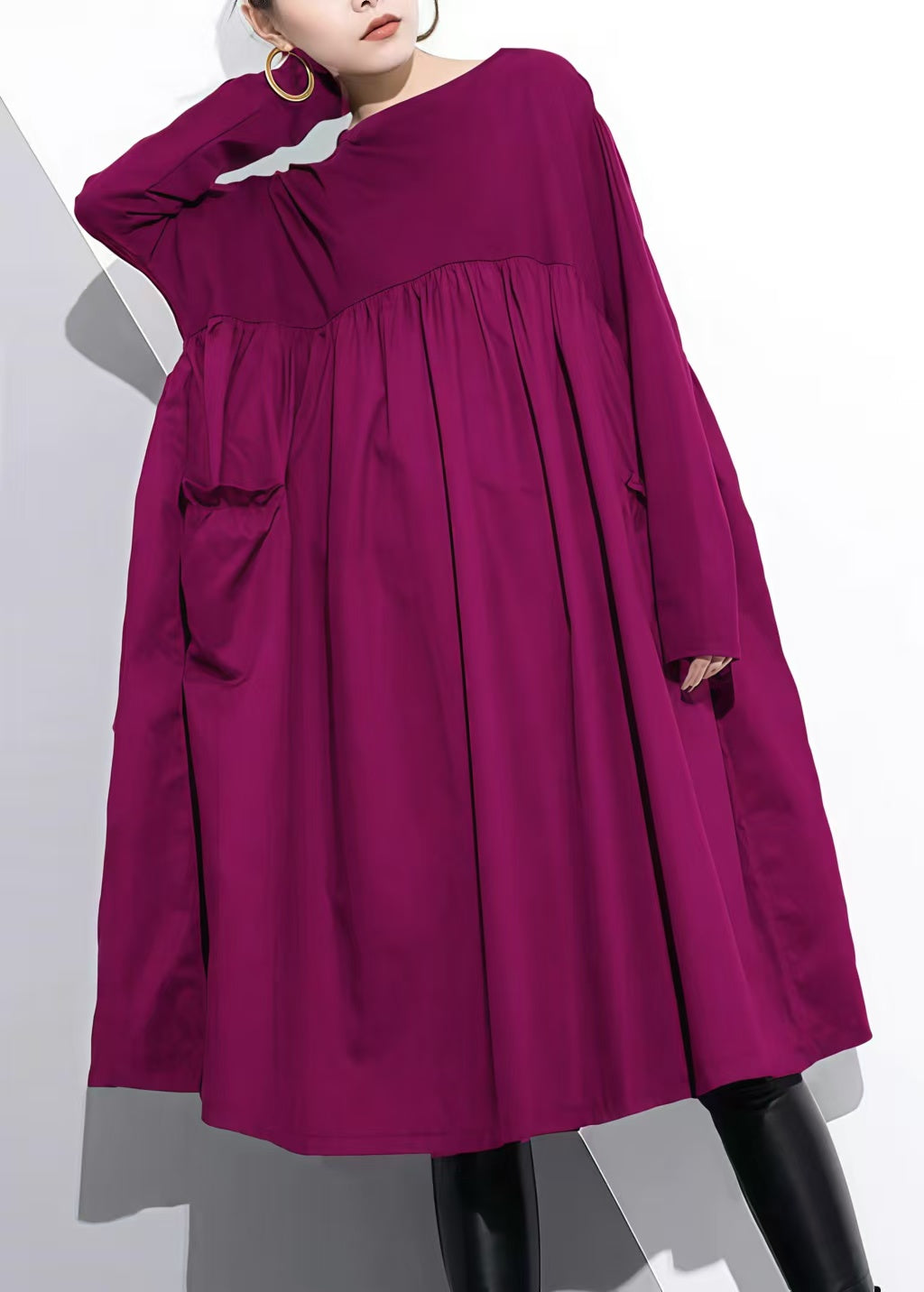 Robe Tunique Femme en Coton Moderne avec Détails Patchwork 1