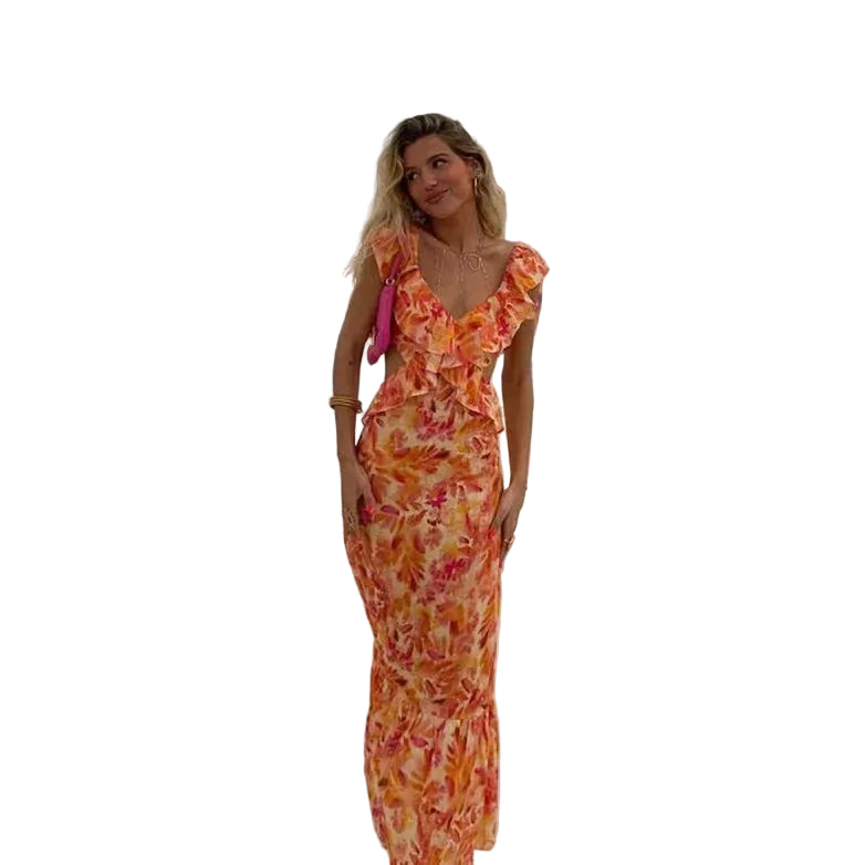 Robe à Volants Imprimée pour Femmes 0