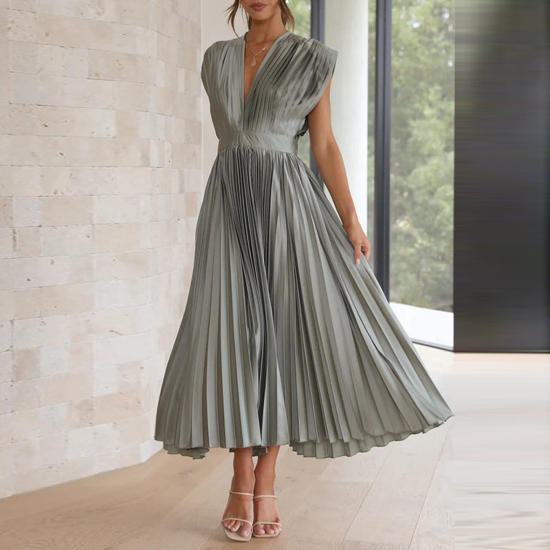 Robe à col en V pour femmes Chic 0