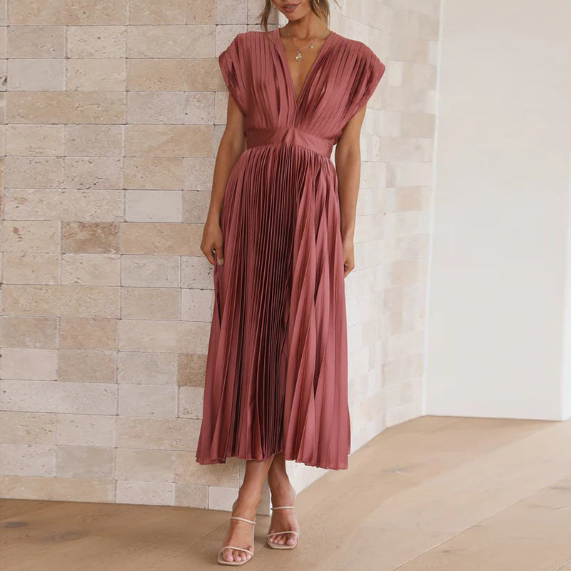 Robe à col en V pour femmes Chic 1
