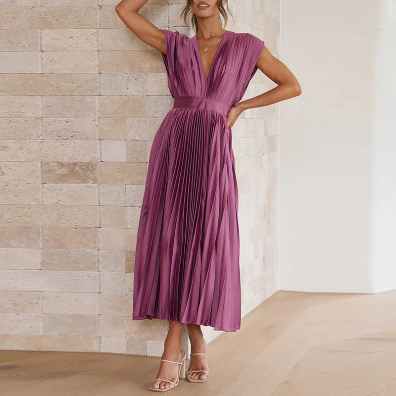 Robe à col en V pour femmes Chic 2