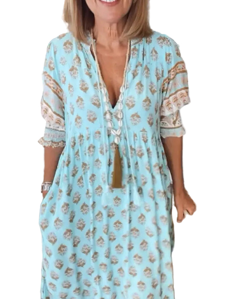 Robe d'Été Femme Aérée Fleurie Chic 0