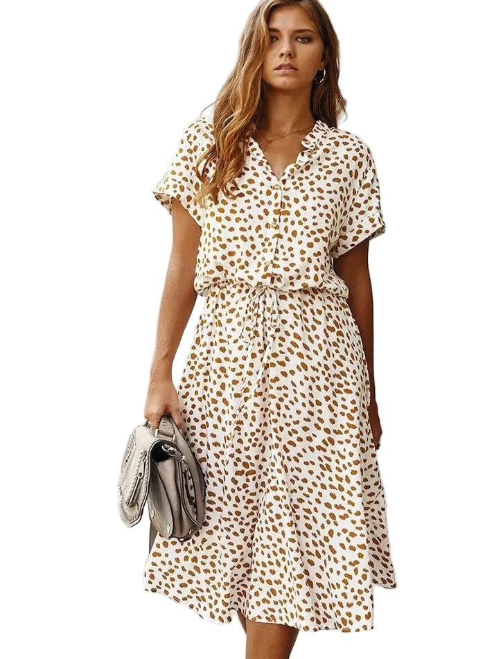 Robe d'Été Vintage Femme à Manches Mi-Longues en Tissu Léger 0