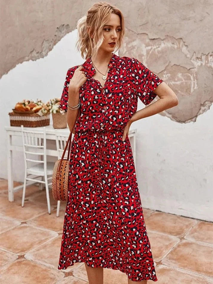 Robe d'Été Vintage Femme à Manches Mi-Longues en Tissu Léger 13