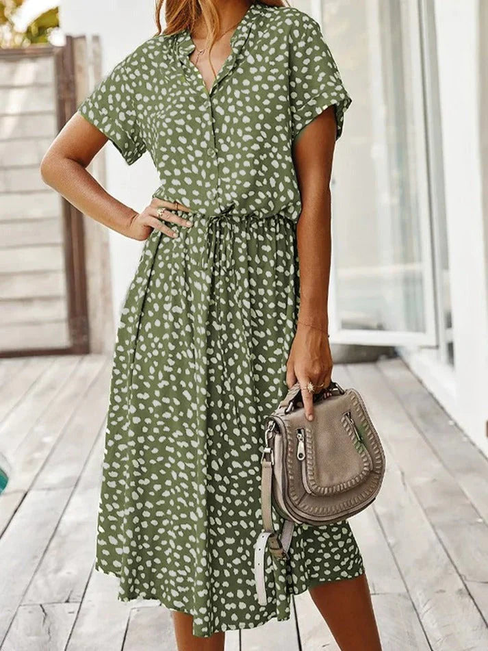 Robe d'Été Vintage Femme à Manches Mi-Longues en Tissu Léger 1