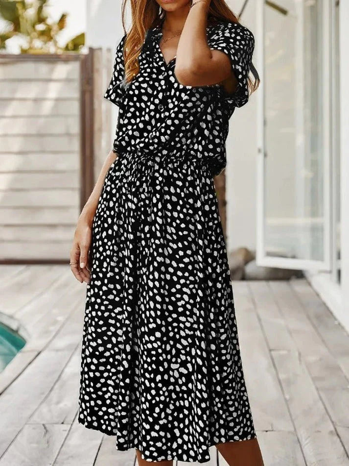 Robe d'Été Vintage Femme à Manches Mi-Longues en Tissu Léger 5