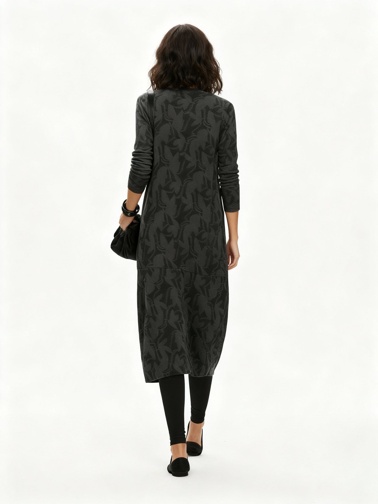Robe d'Hiver Femme Imprimée à Manches Longues avec Poches Fonctionnelles 2