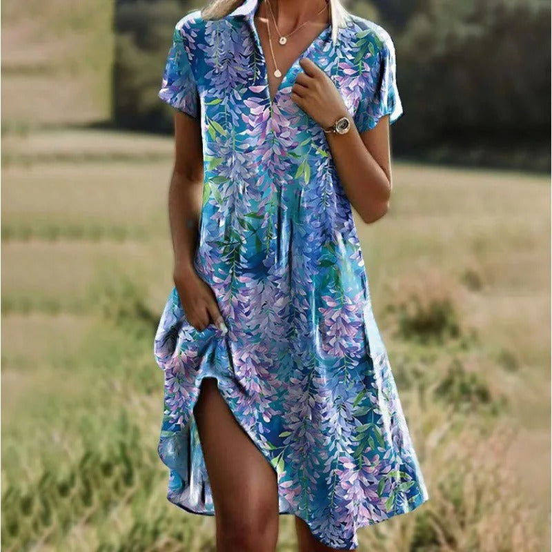 Robe d'été Femme Encolure en V Bohème Imprimé Floral Longue 3