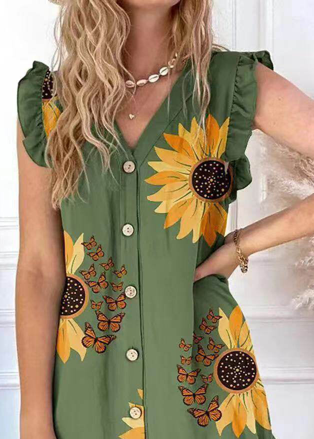 Robe d'été Femme Imprimé Vert Coupe Ample 3