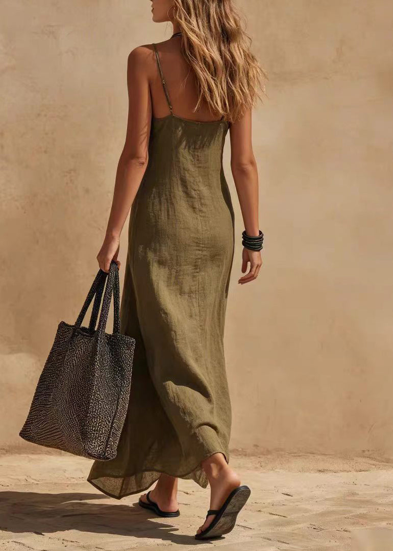Robe d'été femme à bretelles spaghetti et ouverture latérale 4