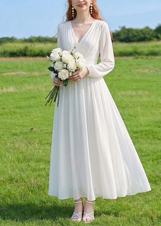 Robe d'été femme longue col en V froissée style patchwork 2