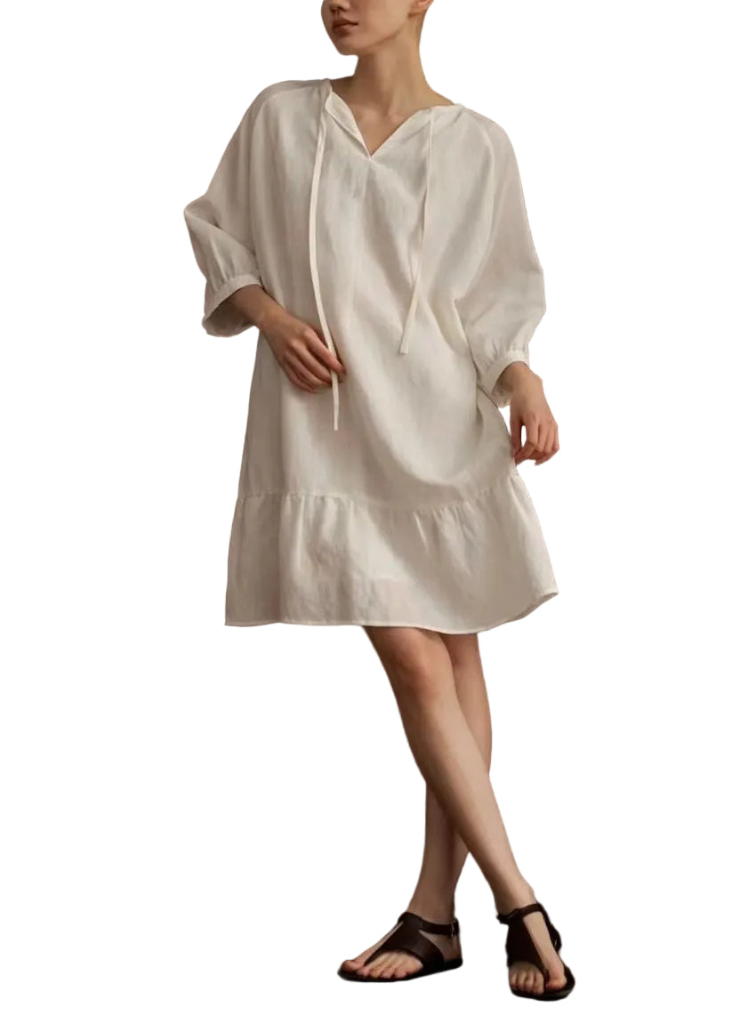 Robe d'été pour femme à lacets et col en V 0