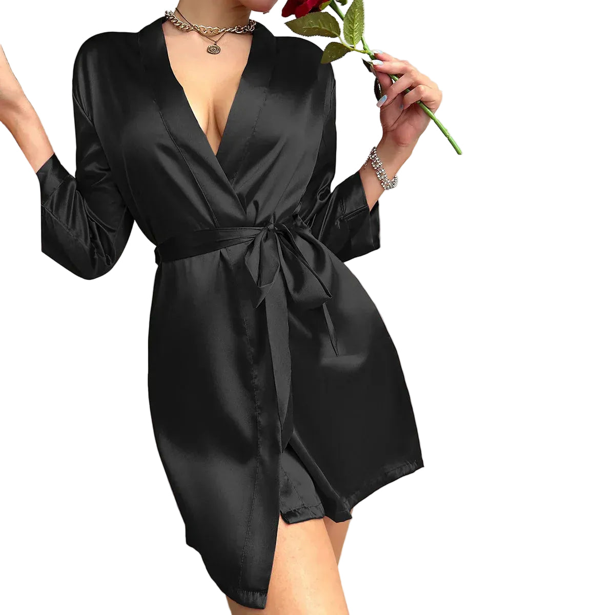 Robe de Chambre Femme Légère avec Laçage Chic 0