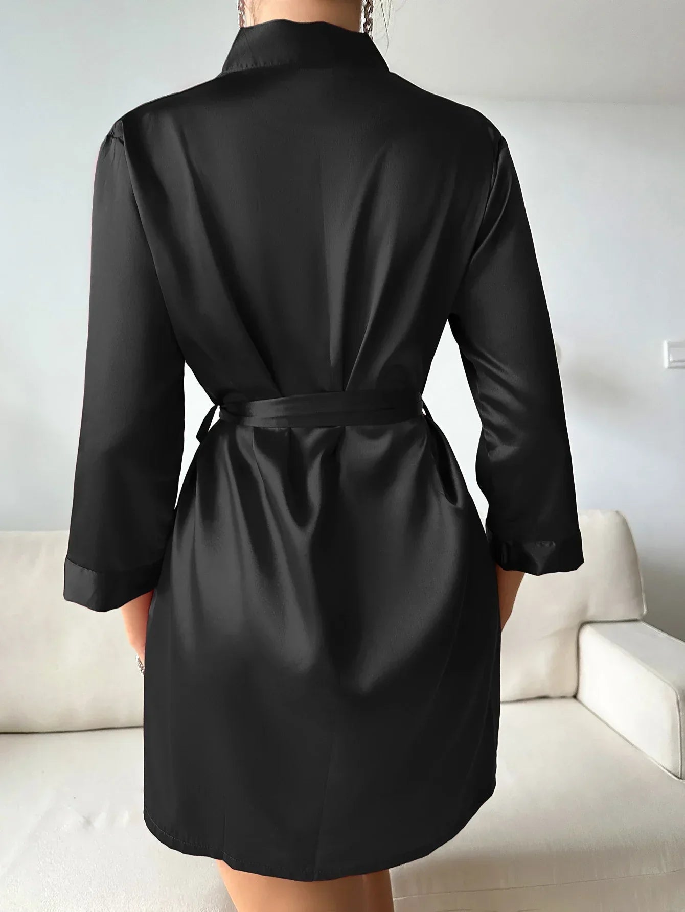 Robe de Chambre Femme Légère avec Laçage Chic 2