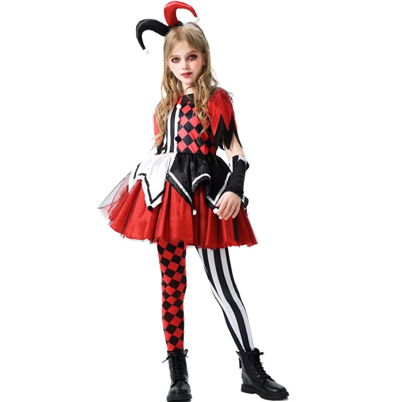 Robe de Clown à Carreaux pour Filles Style Costume de Cirque 1