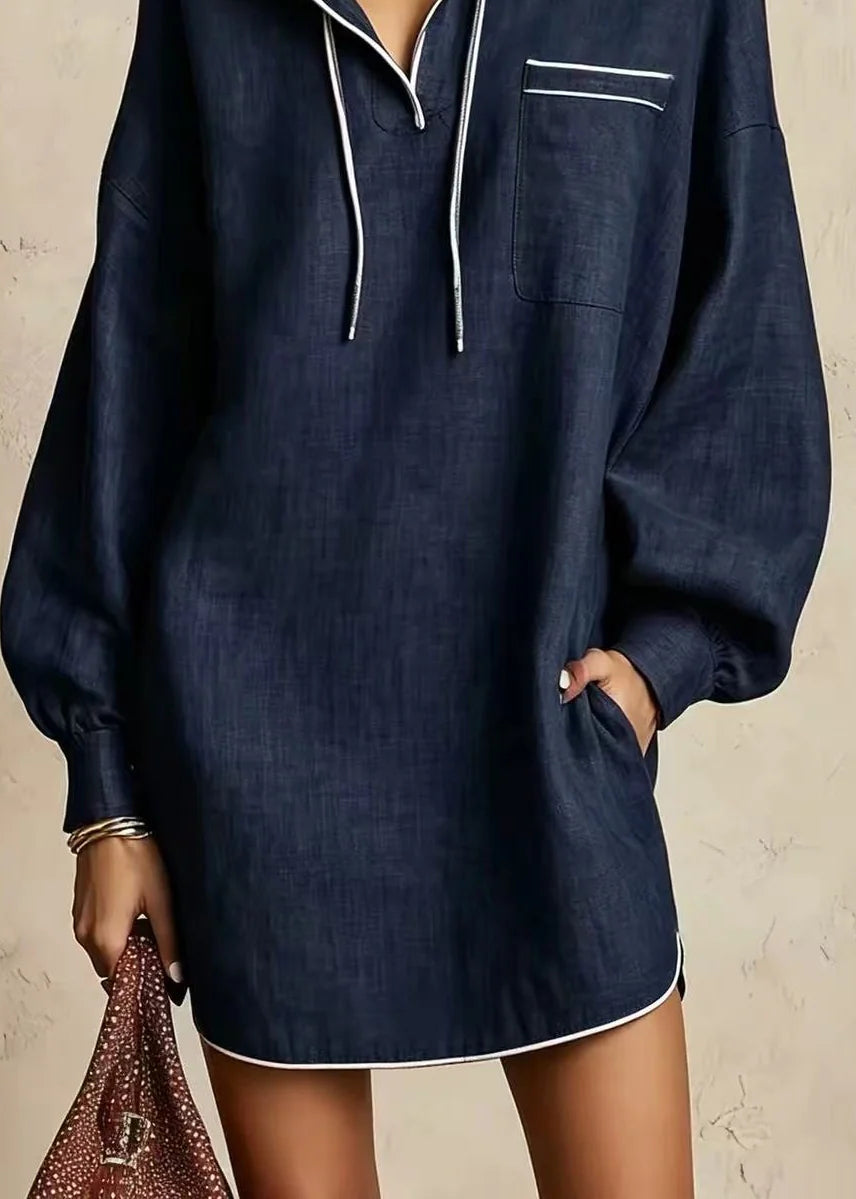 Robe de Jour Femme Capuche Manches Longues Ajustable 3